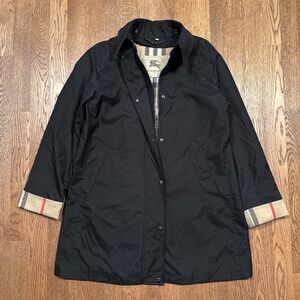 Burberry Black Trench Coat with Signature Check Trim